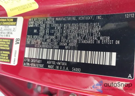 2013 Toyota Venza Le from USA, damaged, VIN 4T3ZA3BB8DU072666